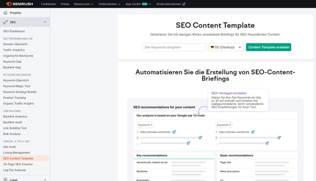 Semrush SEO Content Template