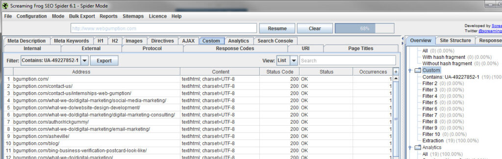 Screaming Frog Software Google Analytics