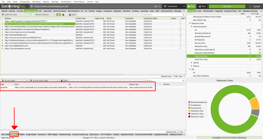 Screaming Frog Software Broken Links